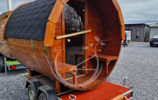 Luxury Barrel Sauna 2.4m on Trailer